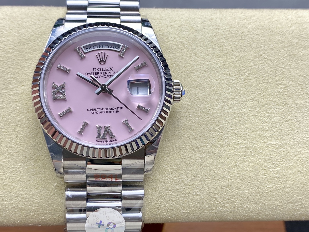 Rolex Day-Date 128239 White Gold Pink Opal Dial 36MM Unisex Replica Watch